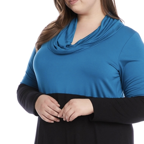 NWT Karen Kane Women's Color Block cowl neck Teal & black Dress Sz 3x - Picture 13 of 13